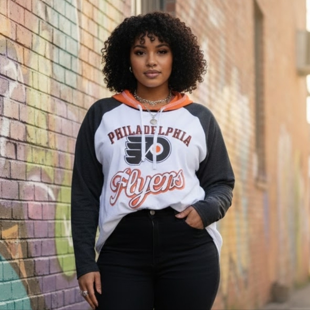 NHL G-III Sports Women's Philadelphia Flyers MVP Raglan Lightweight Hoodie, XXL